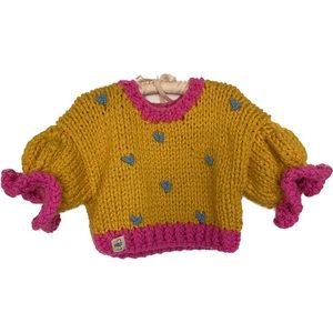 Heyays Candy Sweater Shirt Chunky Knit Heart Blue Yellow Pink